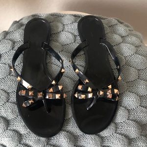 Studded Black Jelly Sandals